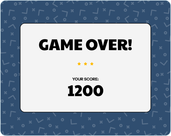 Game over screen showing a score